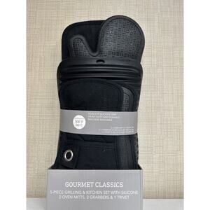 Gourmet classics 5 piece grilling & kitchen set, black